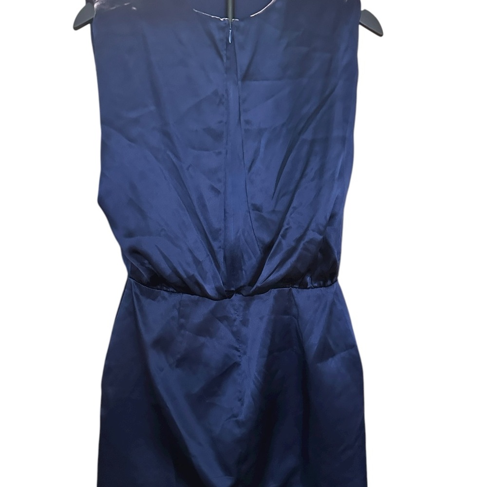 Amanda Uprichard New York 100% Silk Navy Blue Dress Women’s S/M Asymmetrical Hem - Picture 10 of 13